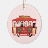 Vrolijke Kerstmis Honden Vakantie Trolly Keramisch Ornament (Links)