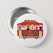 Vrolijke Kerstmis Honden Vakantie Trolly Ronde Button 7,6 Cm (Voorkant /achterkant)