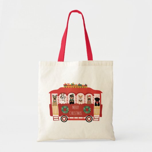 Vrolijke Kerstmis Honden Vakantie Trolly Tote Bag (Voorkant)