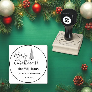 Vrolijke Kerstmis Houndstooth Tree Rubberstempel