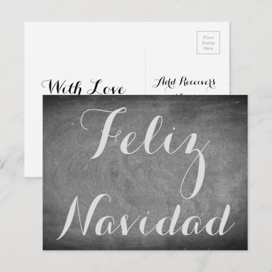 Vrolijke Kerstmis in de Spaanse Typografie van het Feestdagenkaart (Voorkant / Achterkant)