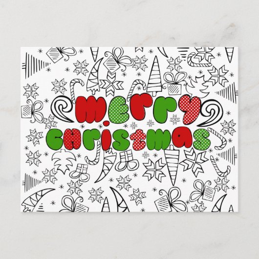 "Vrolijke Kerstmis" in drawningsstijl van het kind Feestdagenkaart (Voorkant)