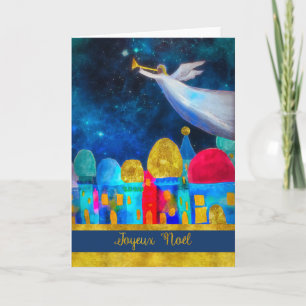 Vrolijke Kerstmis in het Frans, Joyeux Noël, Engel Feestdagen Kaart