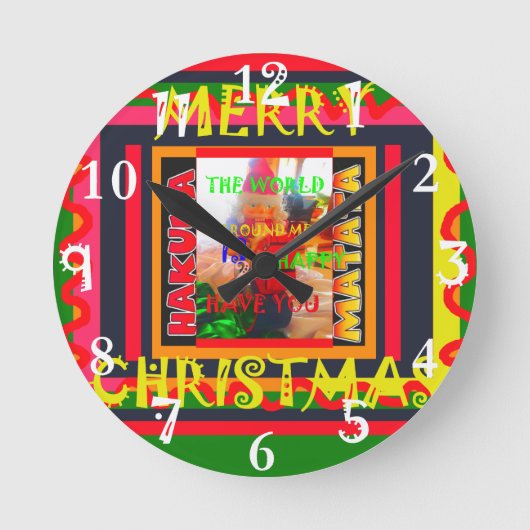 Vrolijke Kerstmis is de wereld rond me gelukkig Ronde Klok (Voorkant)