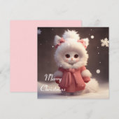 Vrolijke Kerstmis Kaart met Schattig Kat Karakter (Voorkant / Achterkant)