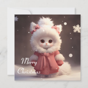 Vrolijke Kerstmis Kaart met Schattig Kat Karakter