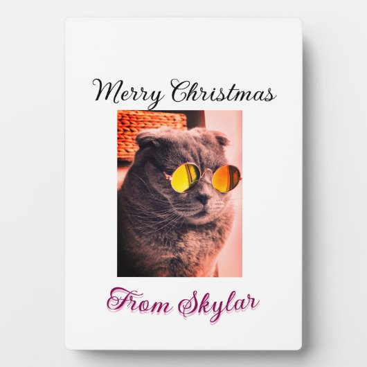 Vrolijke Kerstmis kat hond huisdier liefde foto Fotoplaat (voorkant)