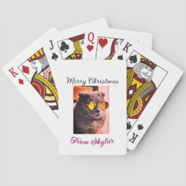 Vrolijke Kerstmis kat hond huisdier liefde foto Pokerkaarten