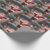 Vrolijke Kerstmis Kerstman en Kerstbomen Cadeaupapier (Hoek)