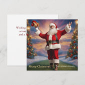 Vrolijke Kerstmis Kerstman en Kerstbomen Feestdagenkaart (Voorkant / Achterkant)