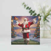 Vrolijke Kerstmis Kerstman en Kerstbomen Feestdagenkaart (Staand voorkant)