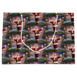 Vrolijke Kerstmis Kerstman en Kerstbomen Groot Cadeauzakje