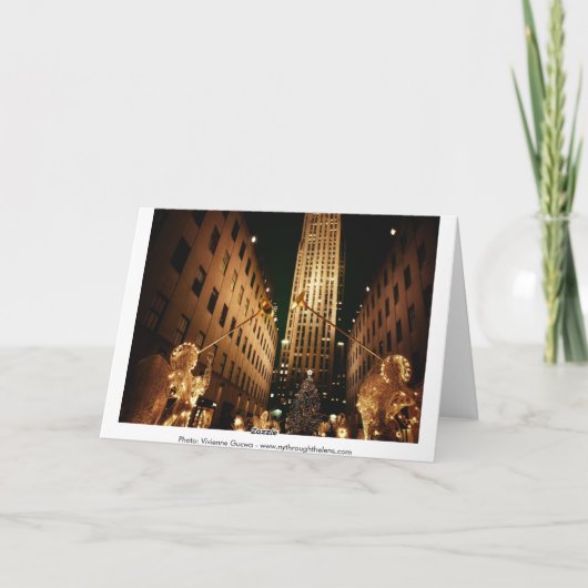 Vrolijke Kerstmis - Klassieke Kerstboom & Engelen Feestdagen Kaart (Achterkant)