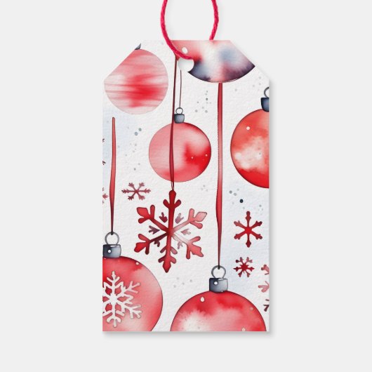 Vrolijke Kerstmis klassieke rode balletjes en denn Cadeaulabel (Achterkant)