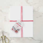 Vrolijke Kerstmis klassieke rode balletjes en denn Cadeaulabel (Met Touw)