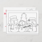 Vrolijke Kerstmis kleurt me kaart (sneeuwmannen) (Voorkant / Achterkant)