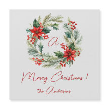 Vrolijke Kerstmis krans magnetische kaart