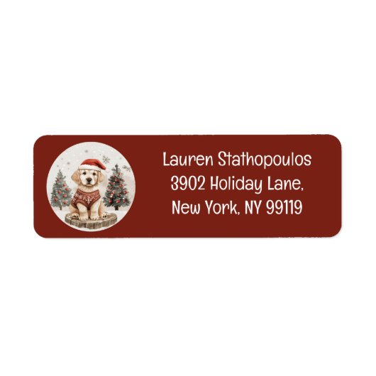 Vrolijke Kerstmis Labrador Retriever Puppy Etiket (Voorkant)