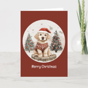 Vrolijke Kerstmis Labrador Retriever Puppy Feestdagen Kaart