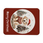 Vrolijke Kerstmis Labrador Retriever Puppy Magneet (Horizontaal)