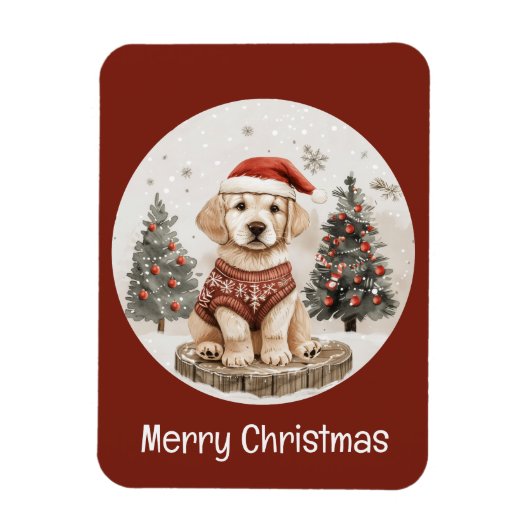 Vrolijke Kerstmis Labrador Retriever Puppy Magneet (Verticaal)
