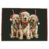 Vrolijke Kerstmis Labrador Retriever Santa Puppy D Groot Cadeauzakje (Achterkant)
