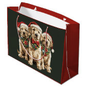 Vrolijke Kerstmis Labrador Retriever Santa Puppy D Groot Cadeauzakje (Achterkant Gekanteld)