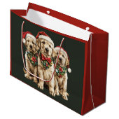 Vrolijke Kerstmis Labrador Retriever Santa Puppy D Groot Cadeauzakje (Voorkant Gekanteld)