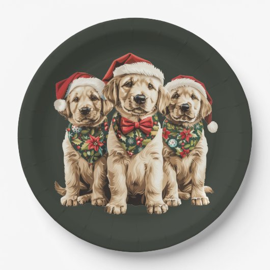 Vrolijke Kerstmis Labrador Retriever Santa Puppy D Papieren Bordje (Voorkant)