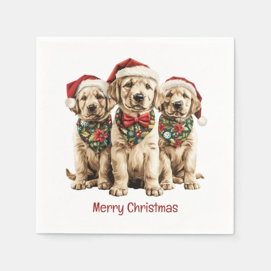 Vrolijke Kerstmis Labrador Retriever Santa Puppy D Servet (Voorkant)