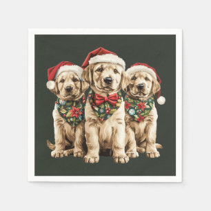 Vrolijke Kerstmis Labrador Retriever Santa Puppy D Servet