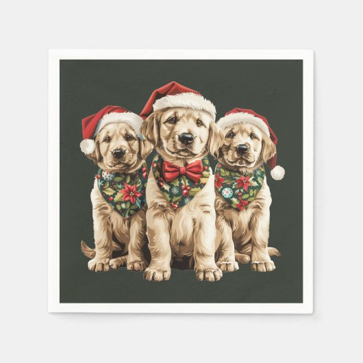 Vrolijke Kerstmis Labrador Retriever Santa Puppy D Servet (Voorkant)