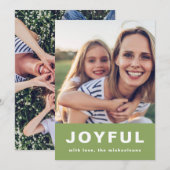 Vrolijke Kerstmis Levendig Groen Twee Fotocollage Feestdagenkaart (Voorkant / Achterkant)