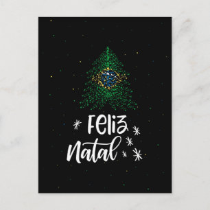 Vrolijke Kerstmis met de vlag van Brazilië Feestdagenkaart