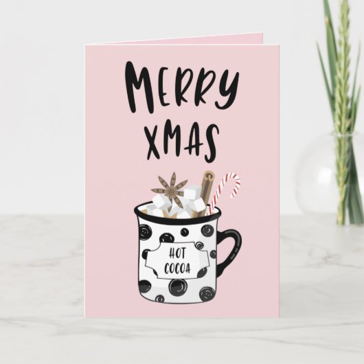 Vrolijke Kerstmis met hete cacao Feestdagen Kaart (Voorkant)