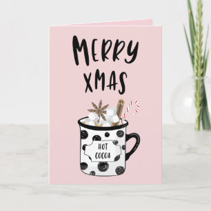 Vrolijke Kerstmis met hete cacao Feestdagen Kaart