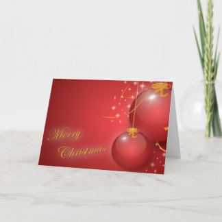 Vrolijke Kerstmis met Rode Ornamenten Feestdagen Kaart