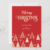 Vrolijke Kerstmis mideeuw rode beige bomen Feestdagenkaart (Voorkant)
