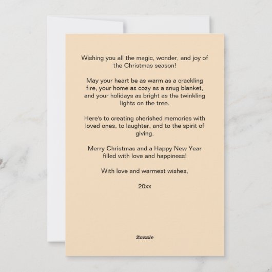 Vrolijke Kerstmis mideeuw rode beige bomen Feestdagenkaart (Achterkant)