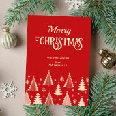 Vrolijke Kerstmis mideeuw rode beige bomen Feestdagenkaart