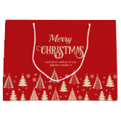 Vrolijke Kerstmis mideeuw rode beige bomen Groot Cadeauzakje (Voorkant)