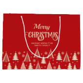 Vrolijke Kerstmis mideeuw rode beige bomen Groot Cadeauzakje (Achterkant)