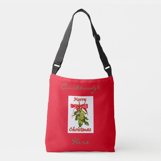 vrolijke kerstmis mistletoe crossbody tas (Voorkant)
