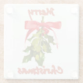 vrolijke kerstmis mistletoe glazen onderzetter (Achterkant)