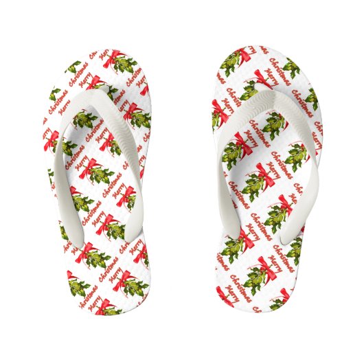 vrolijke kerstmis mistletoe kinder teenslippers (Voetbed)