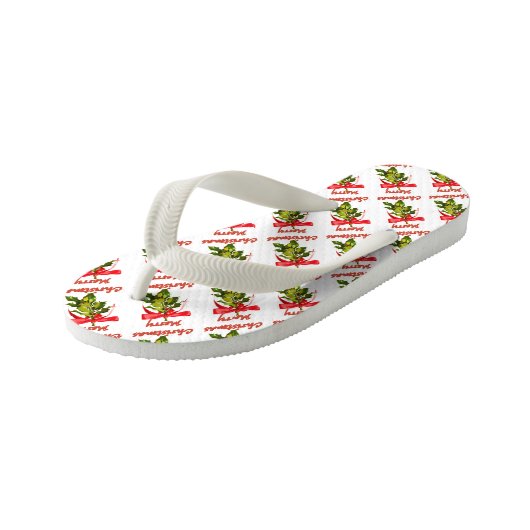 vrolijke kerstmis mistletoe kinder teenslippers (Schuin)