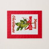 vrolijke kerstmis mistletoe legpuzzel (Horizontaal)