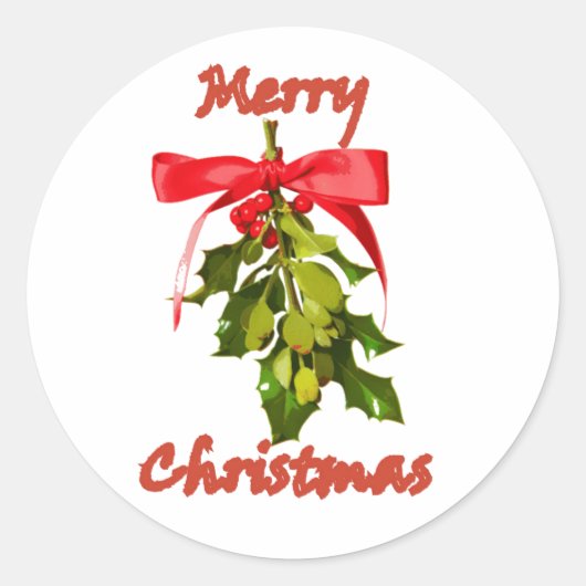 vrolijke kerstmis mistletoe ronde sticker (Voorkant)