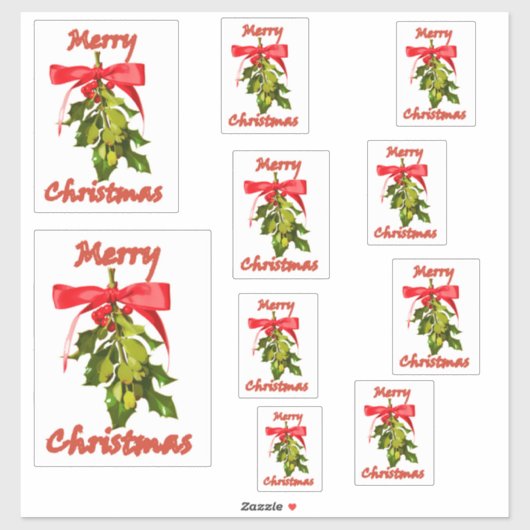 vrolijke kerstmis mistletoe sticker (Vel)