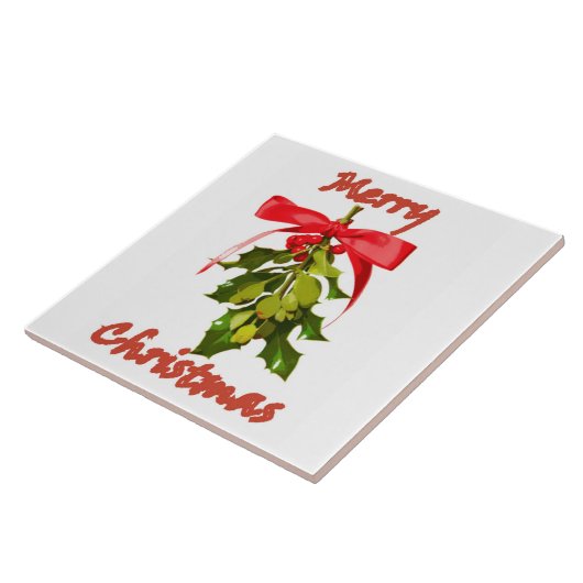 vrolijke kerstmis mistletoe tegeltje (Zijkant)